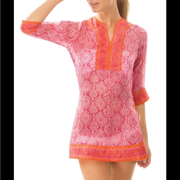 Gretchen Scott Silk Beach Tunic Cover Up - Picture 1 of 6